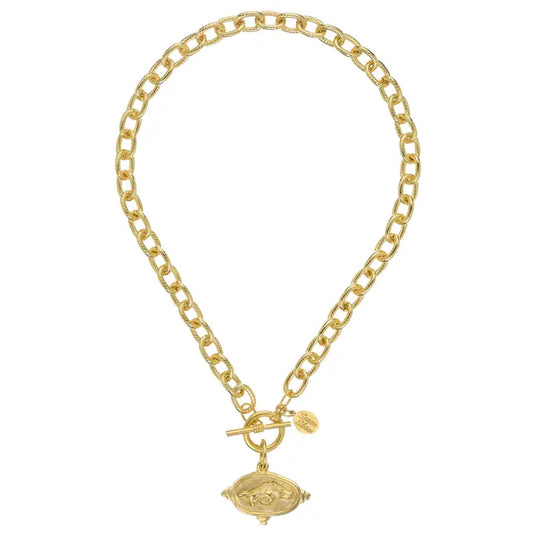 Wild Boar Intaglio On Gold Toggle Necklace