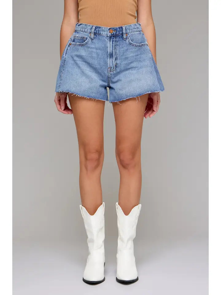 Medium Wash A-Line Shorts