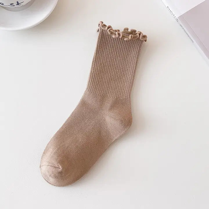 Mid Calf Ruffle Sock