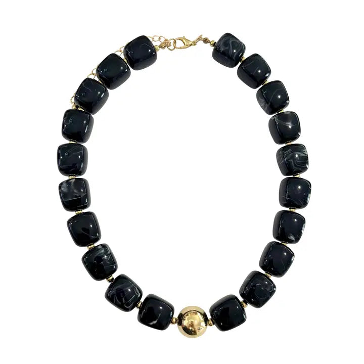 Massey Chunky Beaded Necklace - Black
