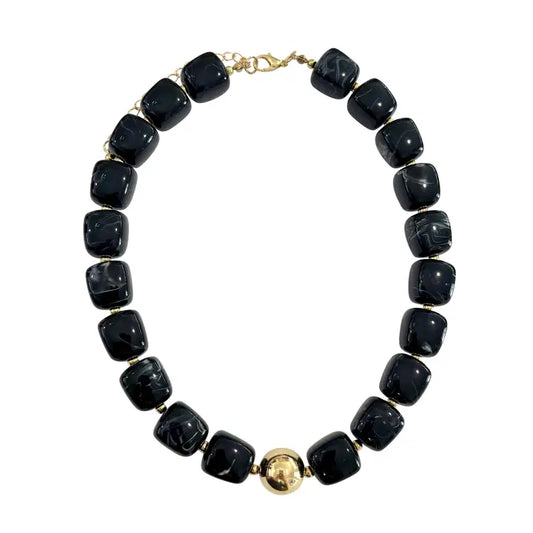 Massey Chunky Beaded Necklace - Black