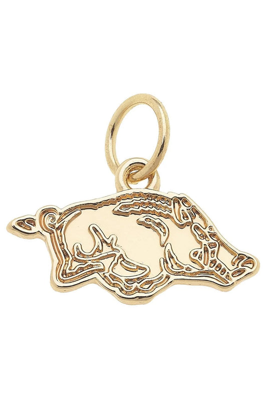 Arkansas Razorbacks Shiny Gold Logo Charm