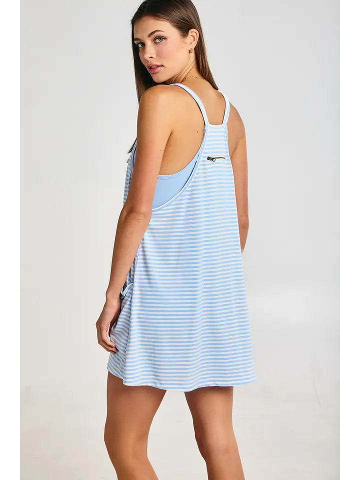 Washed Sporty Mini Dress W Built in Romper Lining