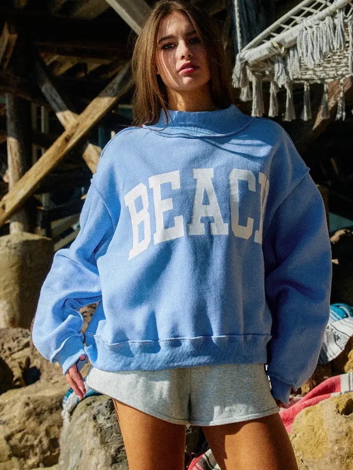 Lake Reversible Mock-Neck Crop Sweatshirt