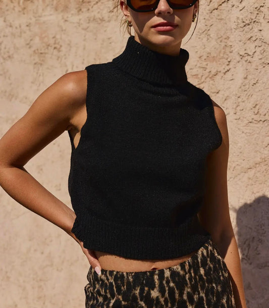 Black Turtle Neck Top