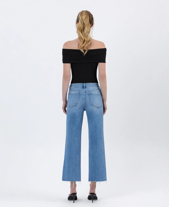 High Rise Raw Hem Crop