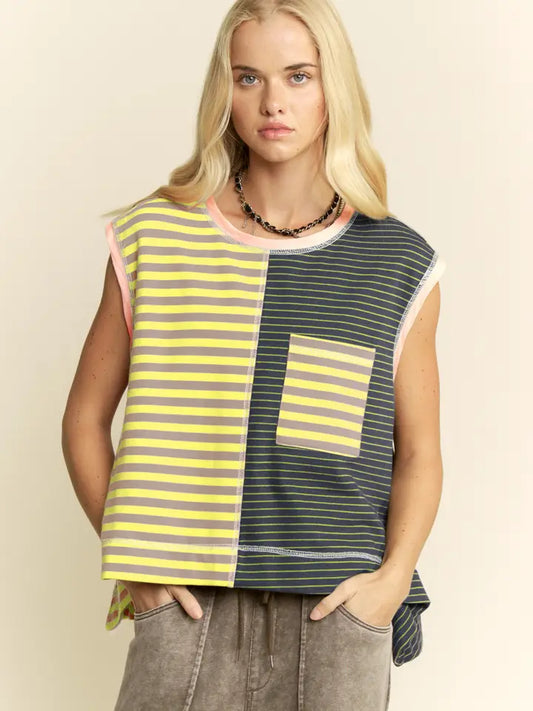 Striped Colorblock Sleeveless Top