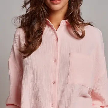 Crinkle Cotton Gauze Resort Button-Up