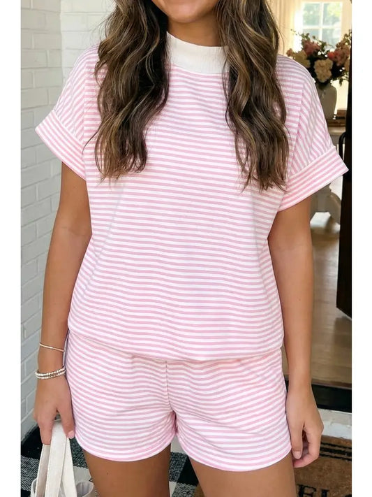 Stripe Cuffed Contrast Tee