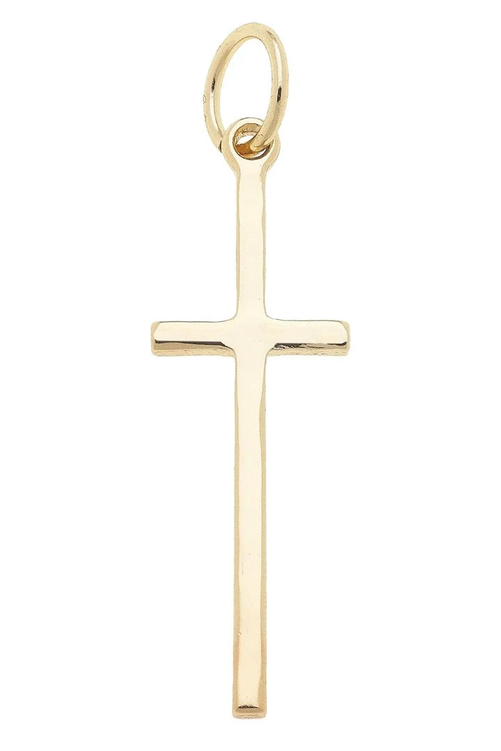 Skinny Cross Charm in Shiny Gold