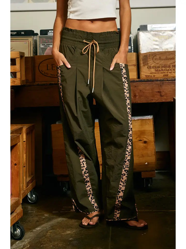 Cheetah Side-Striped Windbreaker Pants