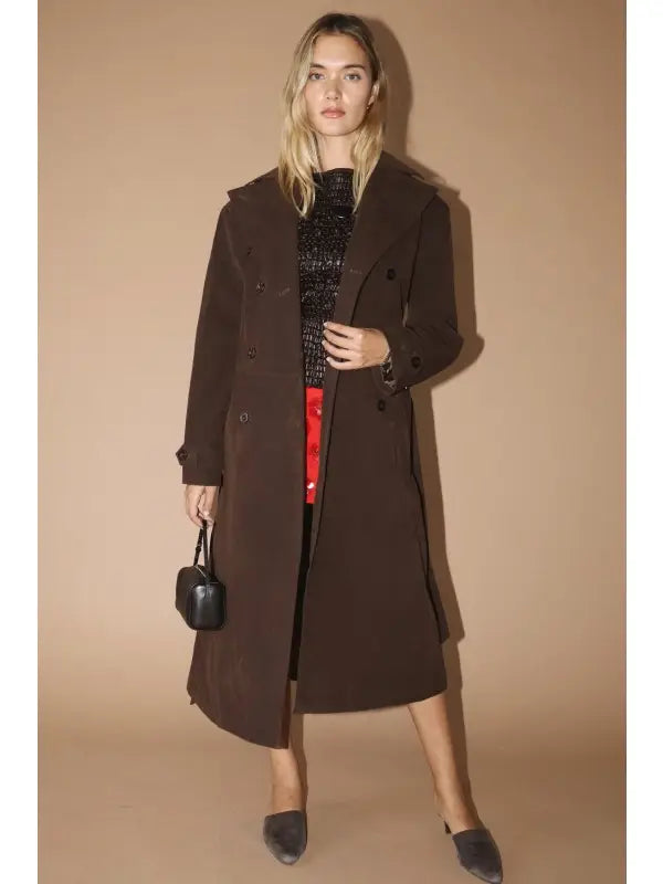 Chocolate Suede Long Coat