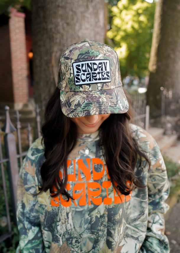 Sunday Scaries Camo Vintage Trucker Hat