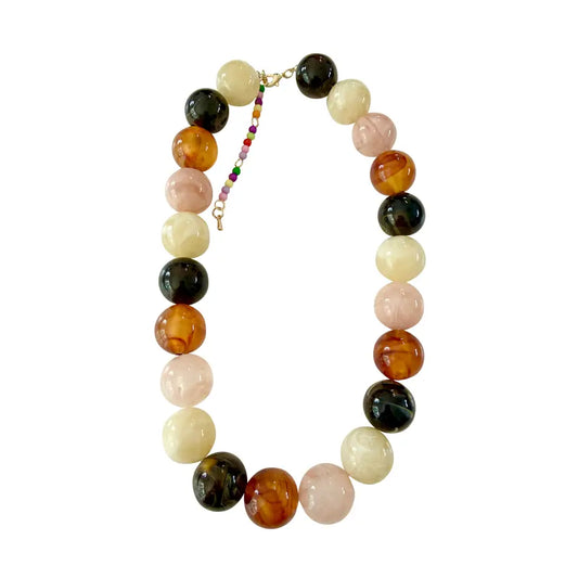 Celia Chunky Beaded Necklace - Neutral