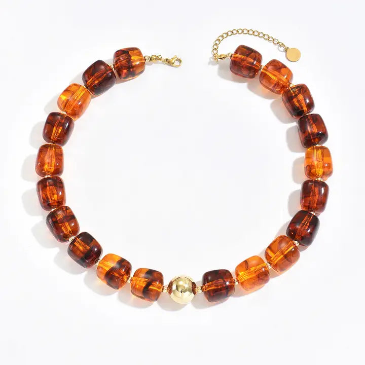 Brown Acrylic Bead Necklace