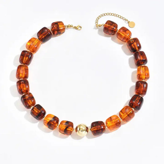 Brown Acrylic Bead Necklace