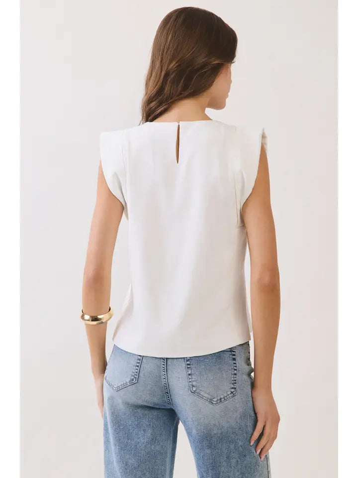 Structured Shoulder Accent Sleeveless Top