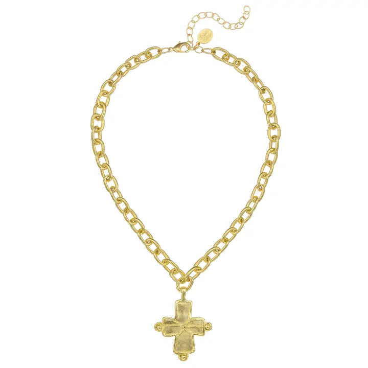 Gold Cross On Chain Necklace