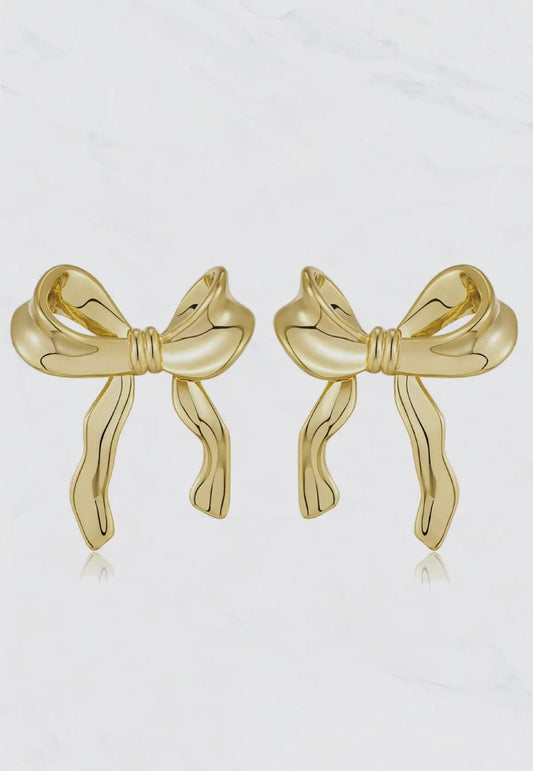 Gold Plated Bow Earrings