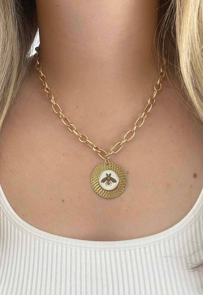 Bee Button Necklace