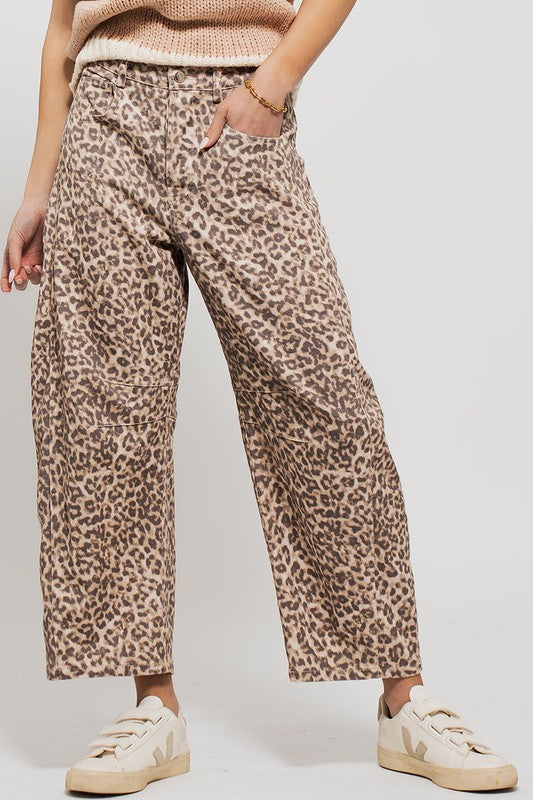 Leopard Barrel Jeans