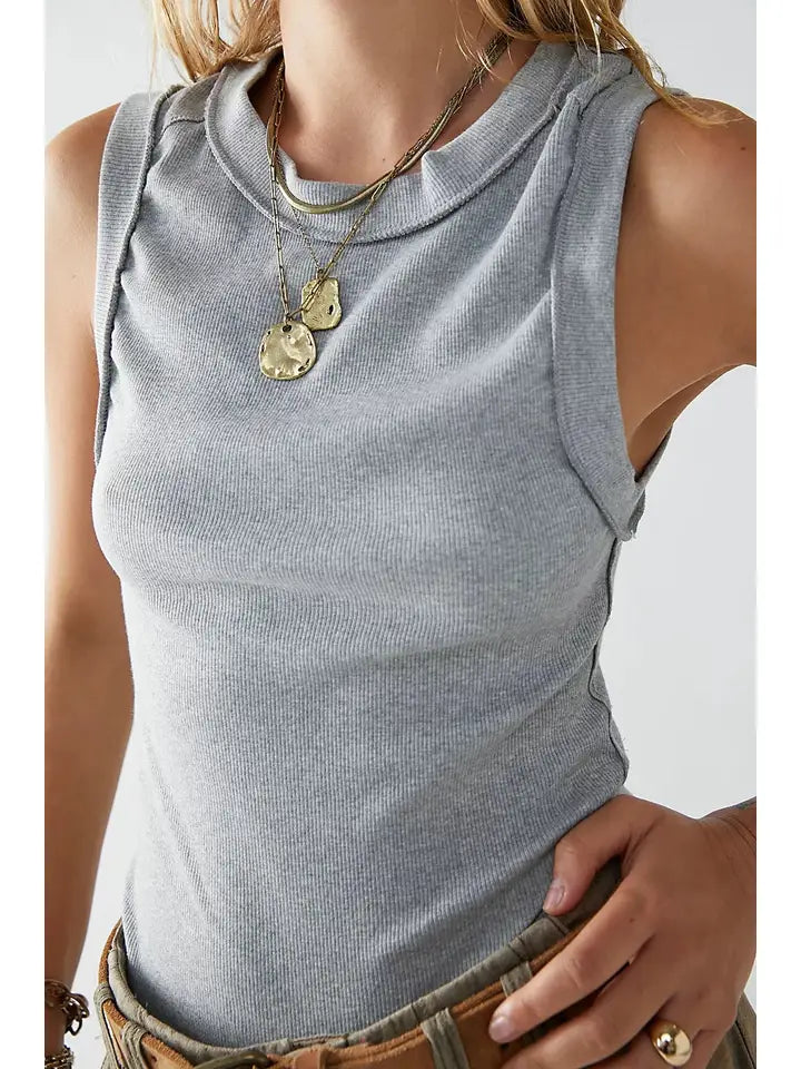 Ladies Ribbed Sleeveless Tank