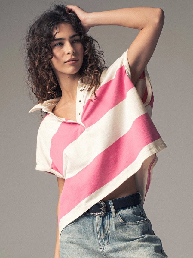 Striped Dolman Sleeve Polo