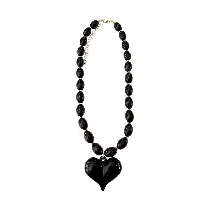 Roxie Beaded Necklace with Heart Charm
