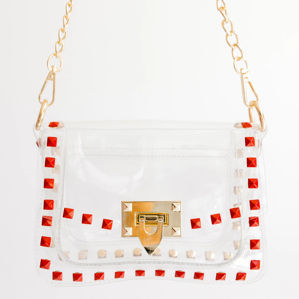 Red Stud Clear Purse