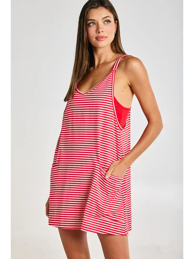 Washed Sporty Mini Dress W Built in Romper Lining