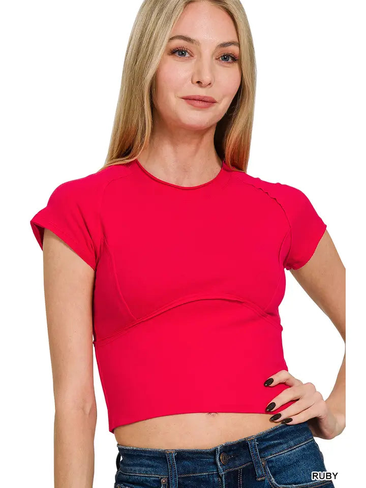 Exposed Seam Cropped Tee