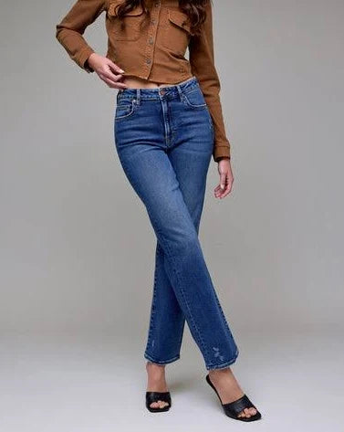 ELLA Dark Wash High Rise Straight Jean