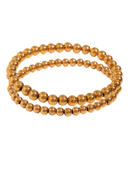 Gold Beaded Bracelet Stack M/L