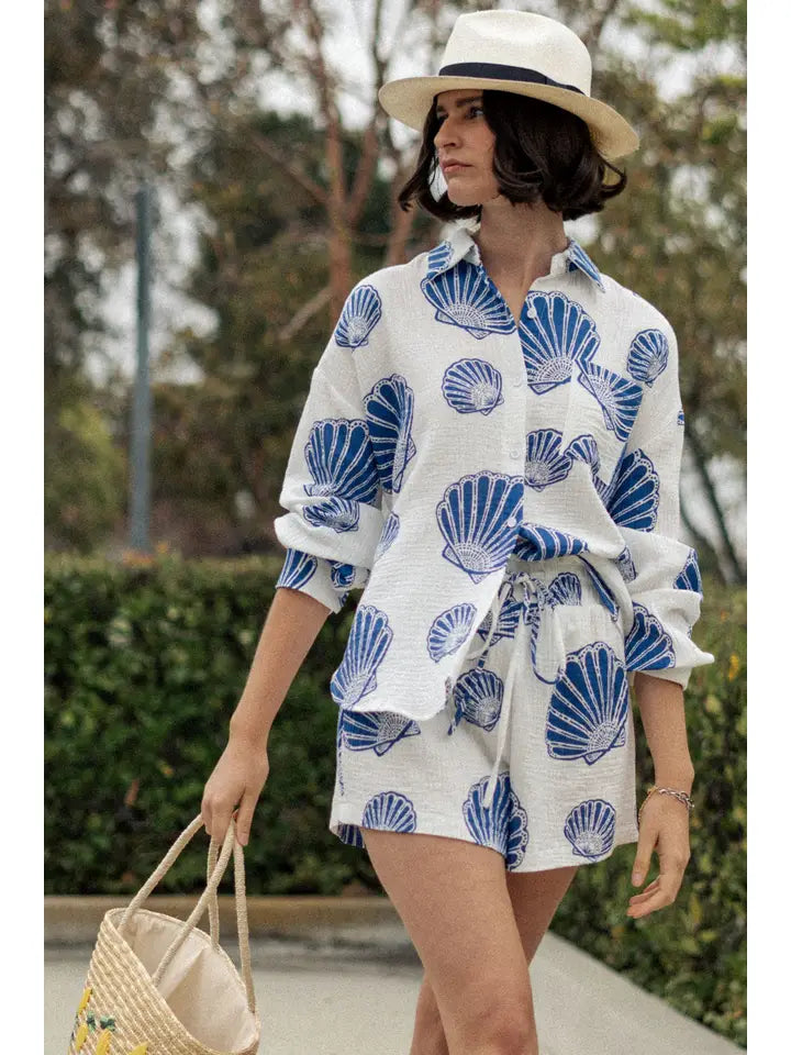 Seaside Blue Shell Top