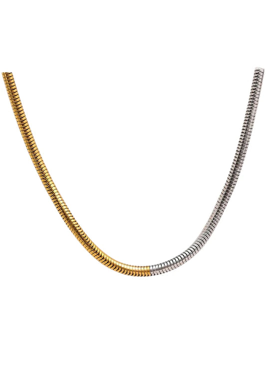 Two Toned Herringbone Necklace