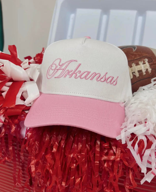 Arkansas Pink Embroidered Hat