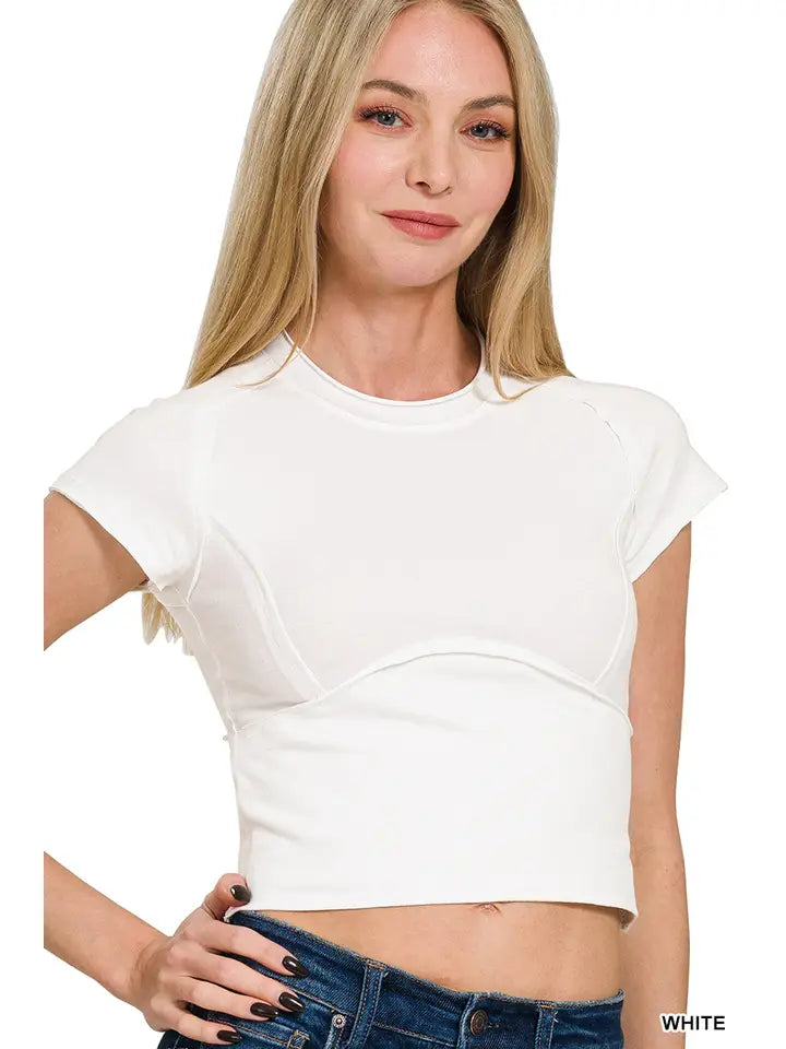 Exposed Seam Cropped Tee