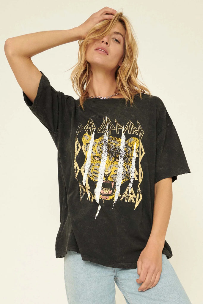 Def Leppard Distressed Leopard Graphic Tee