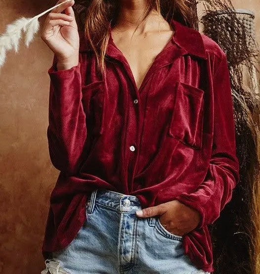 Velvet Button Up Shirt