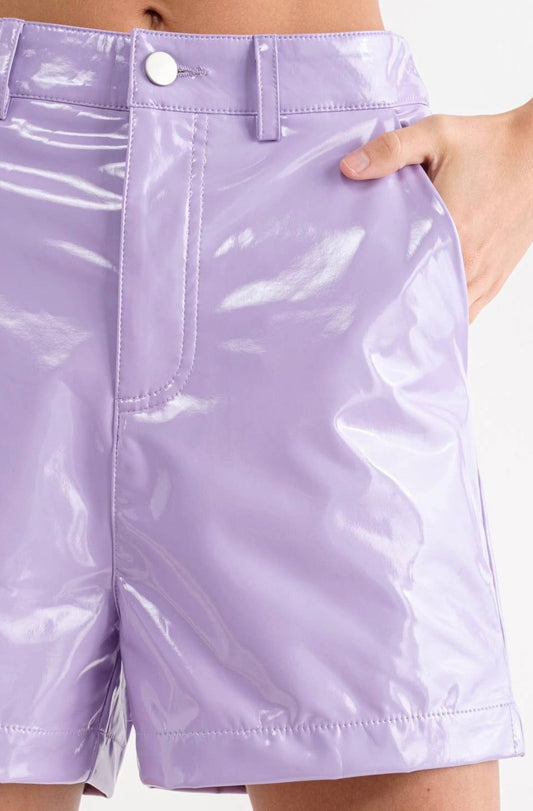 Purple Leather Shorts
