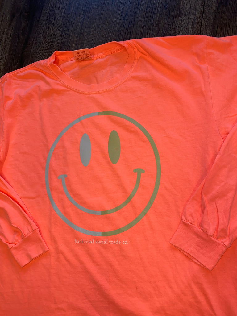 Two toned smiley face long sleeve tee