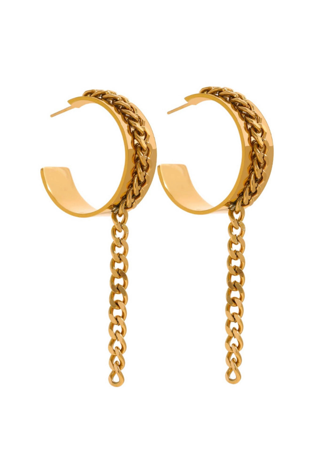Gold hoops with chains – Backroad Social Trade Co.