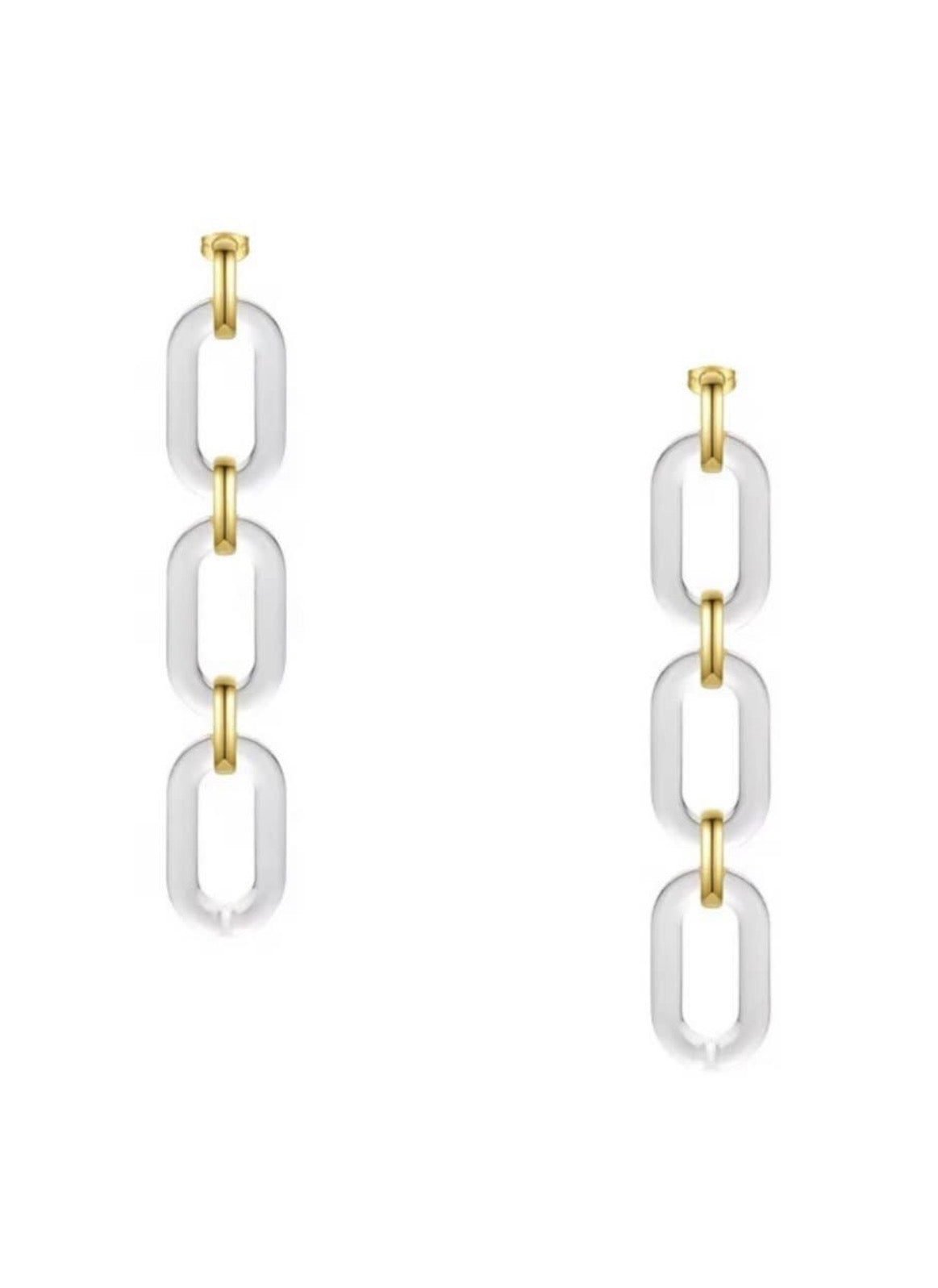 clear and gold chain earrings
