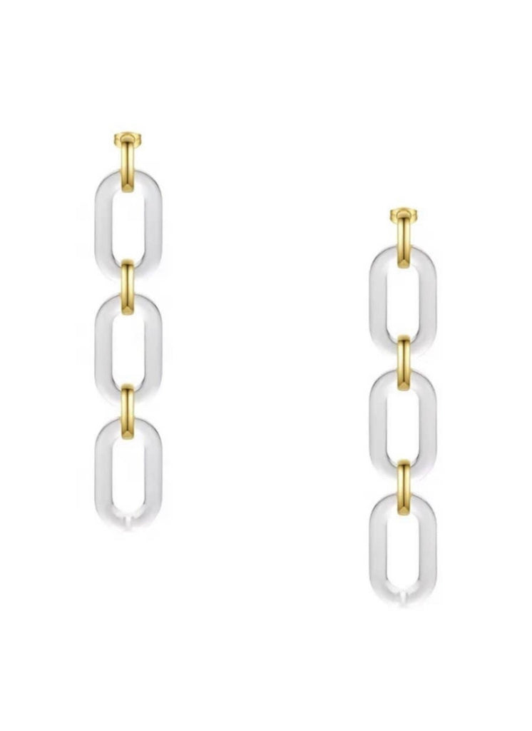 clear and gold chain earrings