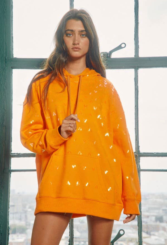Orange Sequin Hoodie