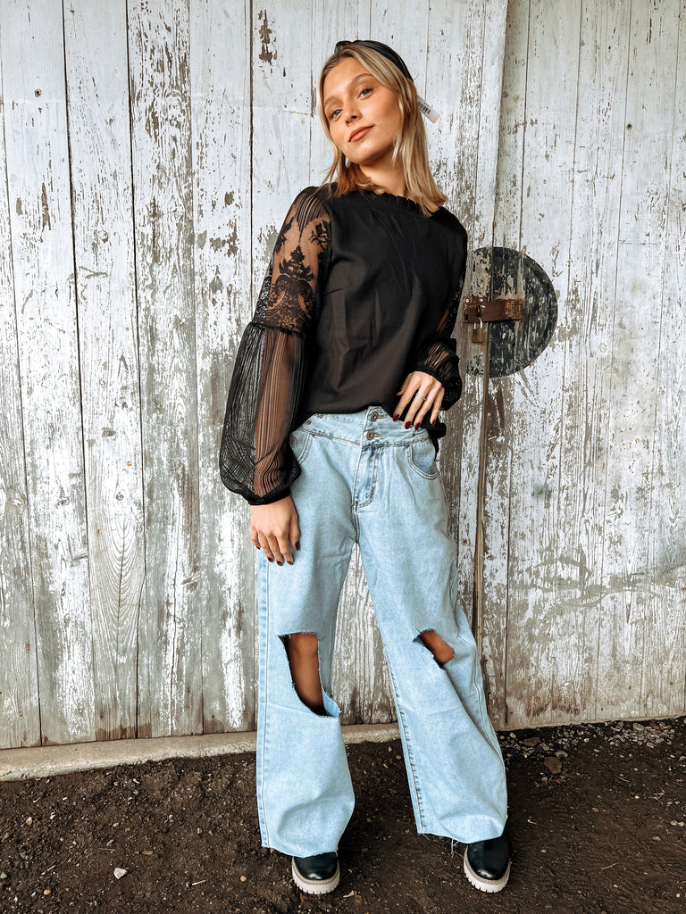 Lace Sleeve Top