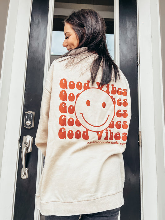 Good vibes smiley crewneck