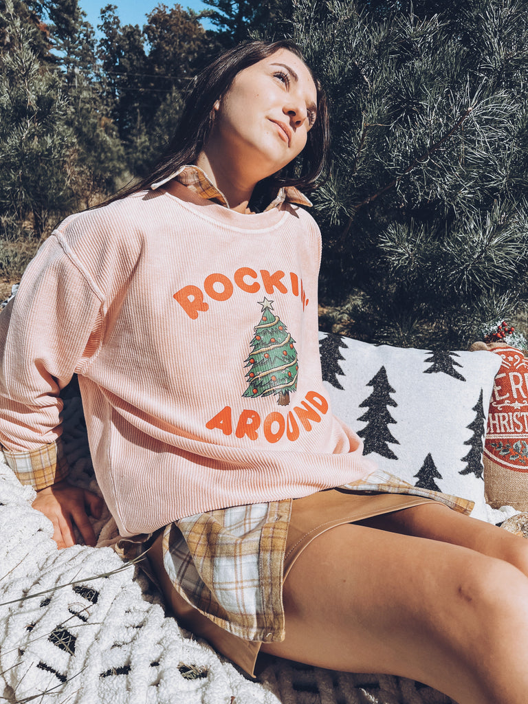 Rockin around the Christmas tree corded pullover
