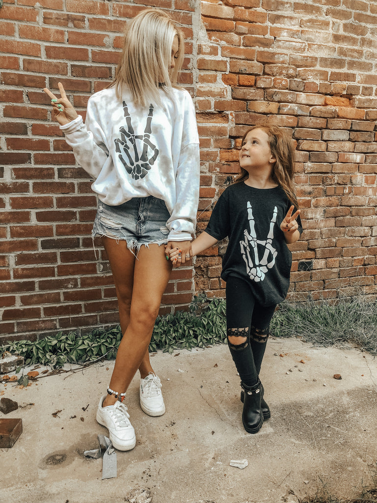 Skeleton Peace Sign Crewneck
